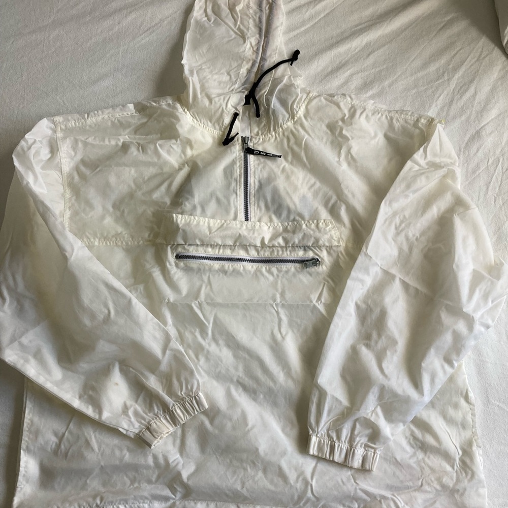 EUC white vintage JC Penney white USA Olympics 1/4 zip pullover anorak, size L.